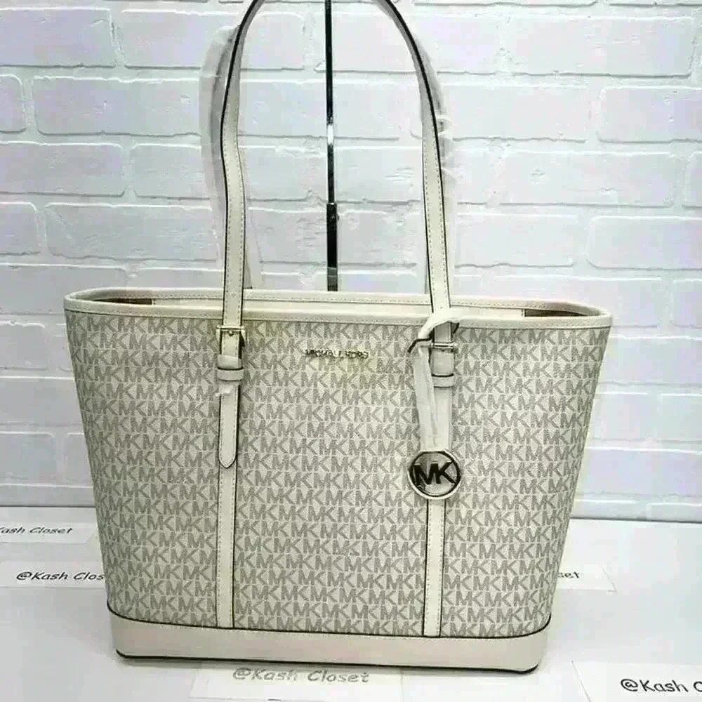 Michael Kors tote bag light cream multi Jet Set Travel Large Logo Tote Bag